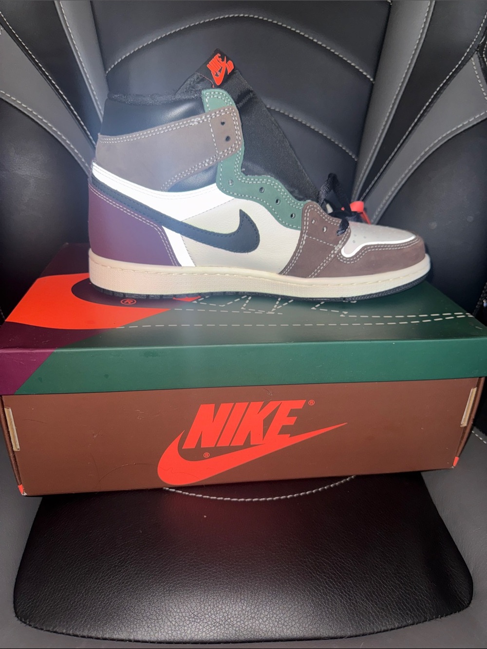 Nike Men's High-Top Sneakers — Brown, White, Green & Black